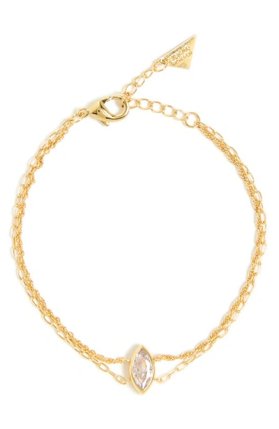 Shop Sterling Forever Karlie Marquis Crystal Double Chain Bracelet In Gold