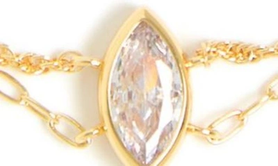Sterling Forever Karlie Marquis Crystal Double Chain Bracelet In Gold