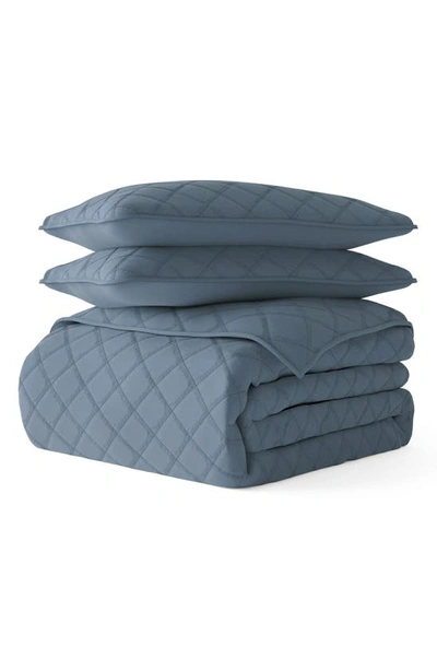 Shop Ienjoy Home Homespun 3-piece Diamond Stitch Quilt Set In Dusk Blue