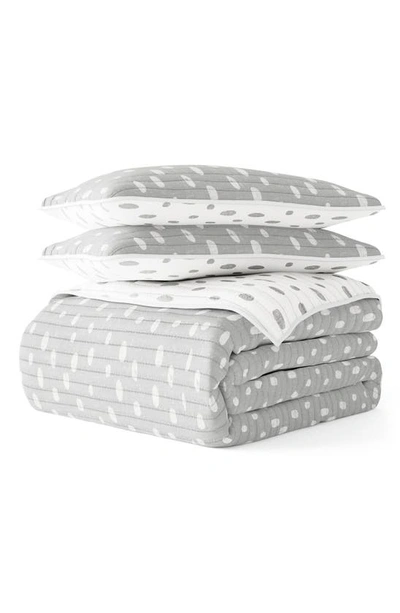 Shop Ienjoy Home All Season Painted Dot 3-piece Down Alternative Reversible Comforter Set In Light Gray