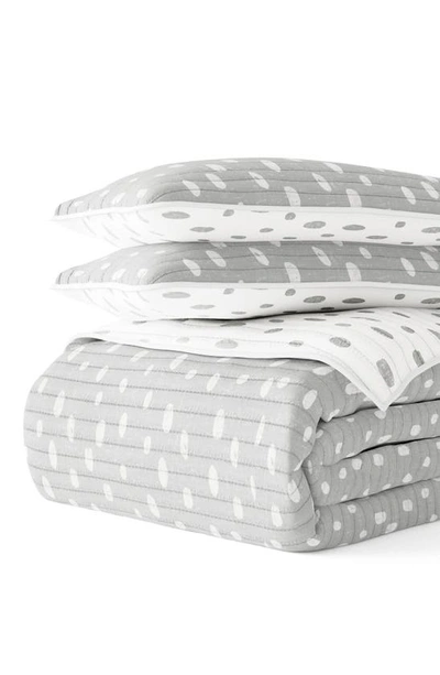 Ienjoy Home All Season Painted Dot King 3-piece Down Alternative Reversible Comforter Set In Light Gray