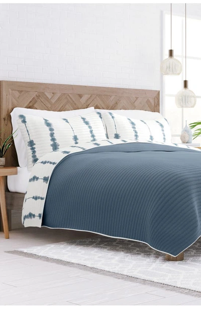 Shop Ienjoy Home All Season Shibori 3-piece Down Alternative Reversible Comforter Set In Navy