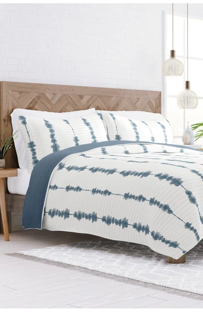 Shop Ienjoy Home All Season Shibori 3-piece Down Alternative Reversible Comforter Set In Navy