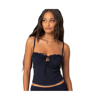 Shop Edikted Women's Maisie Lacey Cupped Corset In Navy