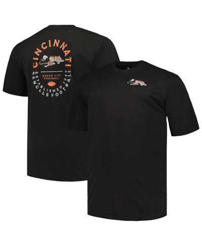 Shop Profile Men's  Black Cincinnati Bengals Big And Tall Two-hit Throwback T-shirt