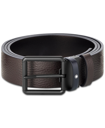 Shop Montblanc Men's Reversible Leather Belt In Black