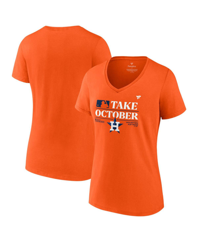 Shop Fanatics Women's  Orange Houston Astros 2023 Postseason Locker Room V-neck T-shirt