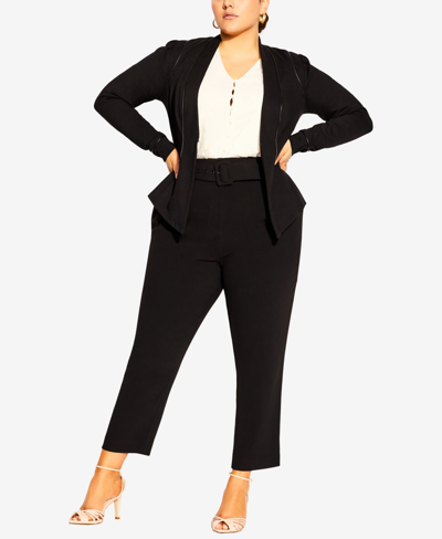 Shop City Chic Trendy Plus Size Piping Praise Jacket In Black