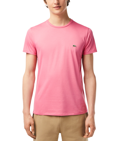 Shop Lacoste Men's Crew Neck Pima Cotton T-shirt In Reseda Pink