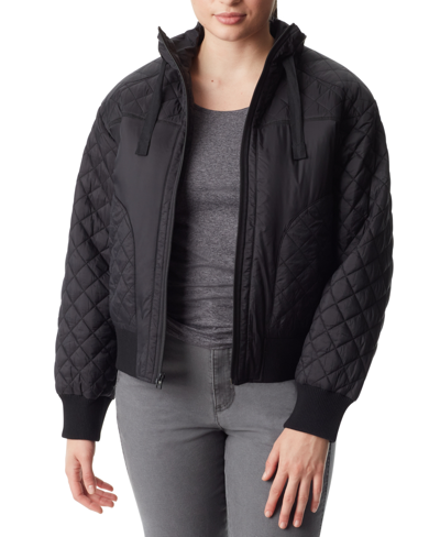Shop Bass Outdoor Women's Quilted-trim Zip Bomber Jacket In Black