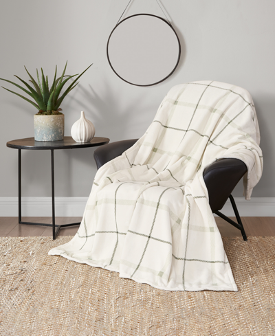 Lucky Brand Palmdale Plaid Cozy Plush Throw, 50" X 70" In Sage Green