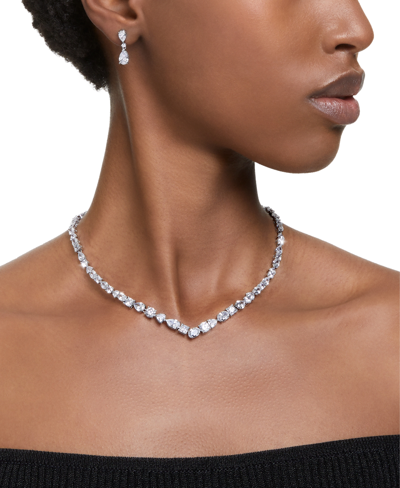 Swarovski Silver-tone 2-pc. Set Mesmera Crystal Drop Earrings & Necklace, 15" + 2" Extender In Silver