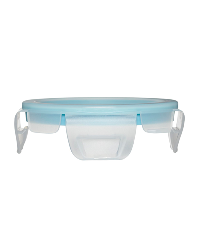 Anchor Hocking Glass 1 Cup Round Food Storage With Truelock Locking Lid Value Pack, 4-piece Set In Clear Glass,mineral Blue Lid