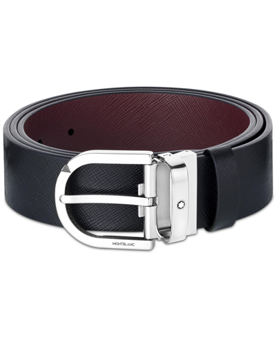 Shop Montblanc Men's Reversible Leather Belt In Black