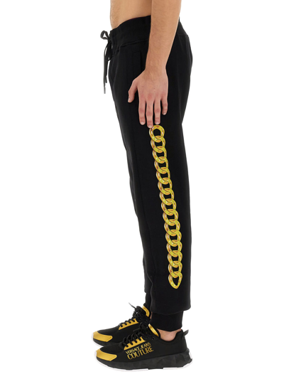 Shop Versace Jeans Couture Jogging Pants Chain In Nero