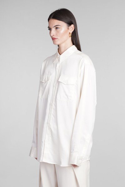 Shop Ami Alexandre Mattiussi Shirt In Beige Polyamide Polyester
