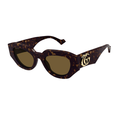 Shop Gucci Gg1421s 002 Sunglasses In Marrone
