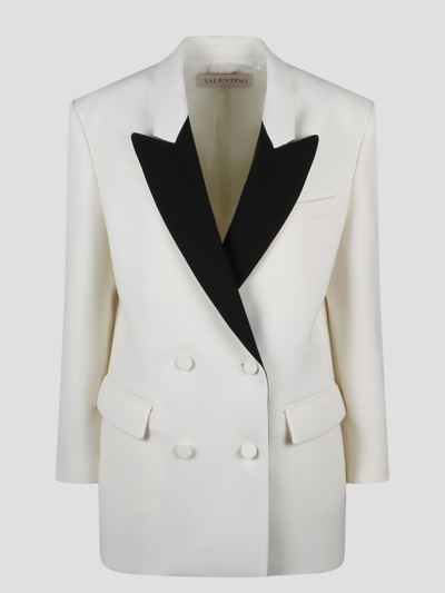 Shop Valentino Double Crepe Blazer In White