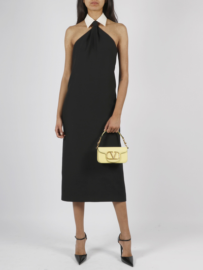 Shop Valentino Crepe Couture Midi Dress In Black