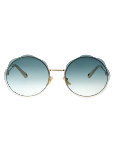 Shop Chloé Ch0202s Sunglasses In 002 Gold Gold Green