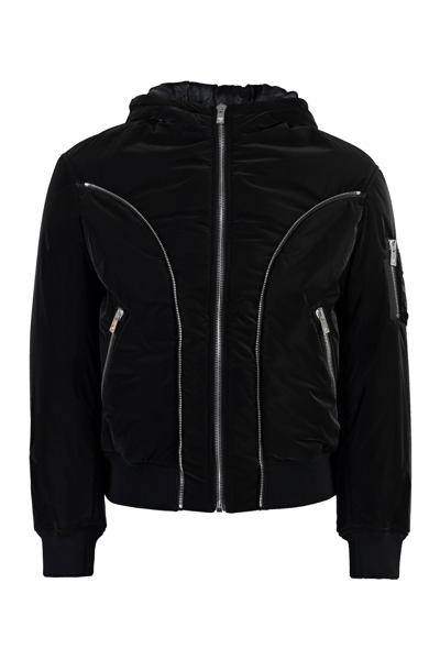 Shop Versace Hooded Nylon Jacket In Black