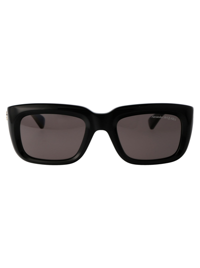 Shop Alexander Mcqueen Am0431s Sunglasses In 001 Black Black Grey