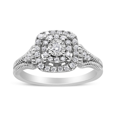 Shop Haus Of Brilliance .925 Sterling Silver 1/3 Cttw Miracle Set Round-cut Diamond Cocktail Ring In Grey