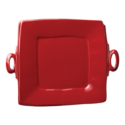 Shop Vietri Lastra Handled Square Platter In Red