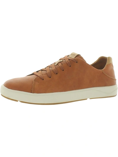 Shop Olukai Mens Leather Lace-up Fashion Sneakers In Multi