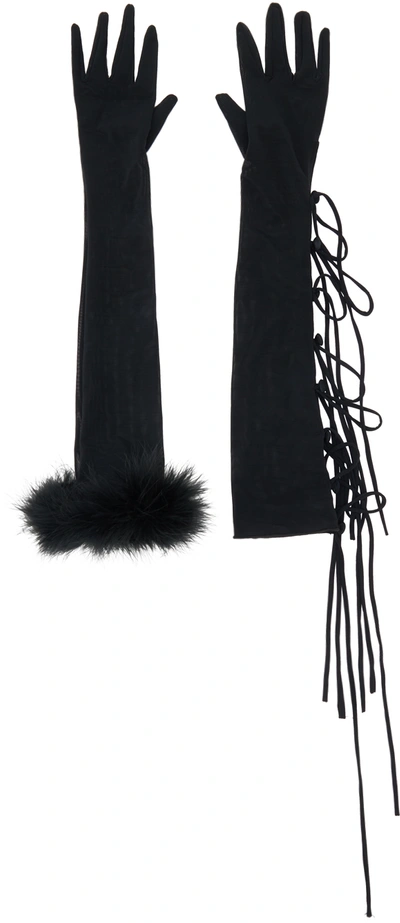 Fancì Black Dusty Gloves In Black