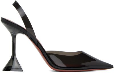 Shop Amina Muaddi Black Holli Glass Slingback Heels