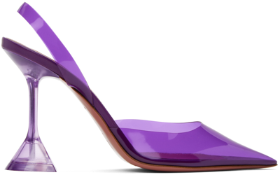 Shop Amina Muaddi Purple Holli Glass Sling 95 Heels In Violet