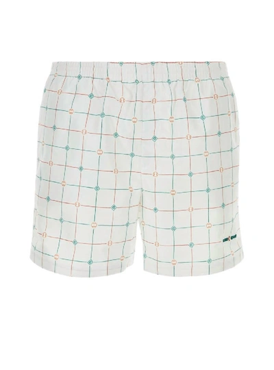 Shop Casablanca Men's Logo Printed Tennis Check Swim Shorts In White