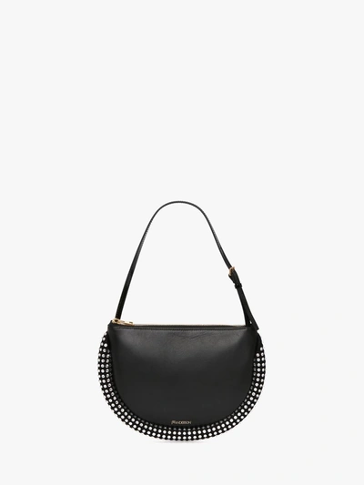 Shop Jw Anderson Bumper-moon Leather Shoulder Bag With Crystal In Black