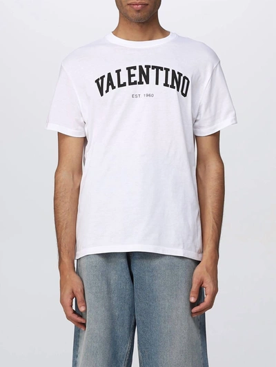 Shop Valentino Logo Short Sleeves Cotton T-shirt In White