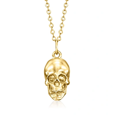 Rs Pure By Ross-simons Italian 14kt Yellow Gold Skull Pendant Necklace In Multi