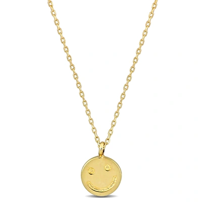 Mimi & Max Smiley Face Pendant With Chain In 14k Yellow Gold - 17 In In Yellow