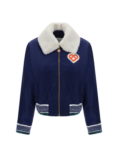 Shop Casablanca Bomber Jacket In Navy