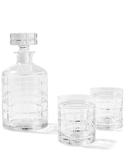Shop Ralph Lauren Hudson Plaid Glass Gift Set In Weiss