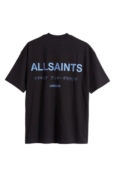 Shop Allsaints Underground Oversize Organic Cotton Graphic T-shirt In Chameleon / Black