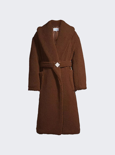 Shop Casablanca Recycled Polyester Shearling Robe In Brown