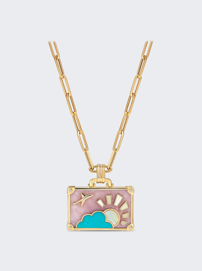 Shop Nevernot Flamingo Sunset Large Suitcase Necklace In 14k Gold