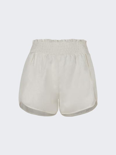 + NET SUSTAIN Shanga shirred organic linen shorts