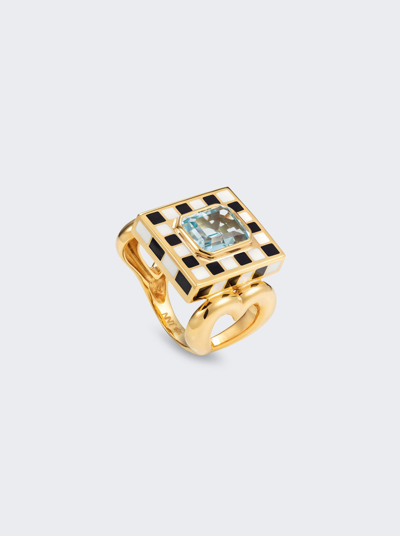 Shop Nevernot Let's Play Chess Ring In Blue Topaz