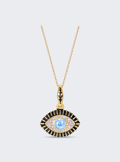 Shop Nevernot Life In Colour Eye Pendant Necklace In Diamond, Blue Topaz, And Black Enamel