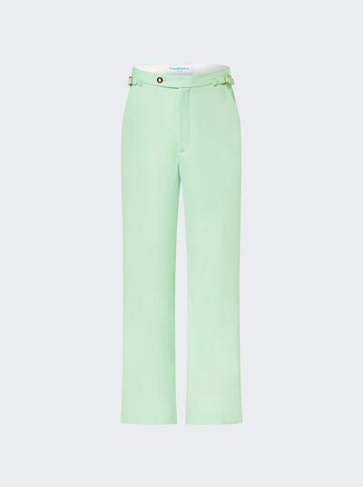 Shop Casablanca Straight Leg Pants With Side Adjusters In Mint