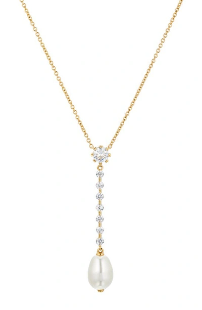Shop Nadri Imitation Pearl Y-necklace In Gold