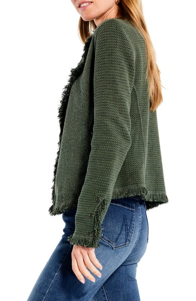 Shop Nic + Zoe Fringe Mix Knit Jacket In Briar