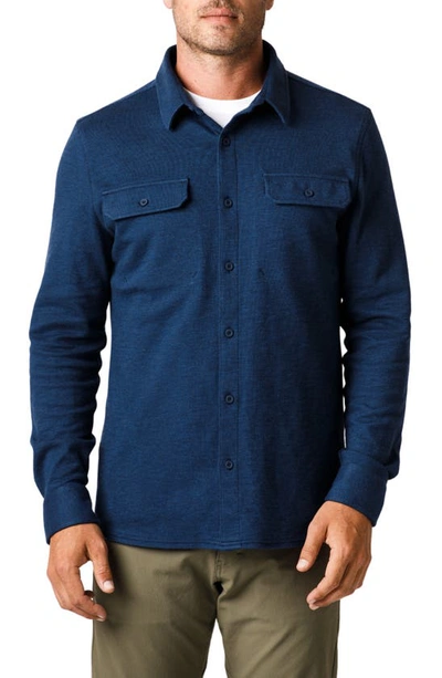Shop Western Rise Transit Knit Button-up Overshirt In Navy