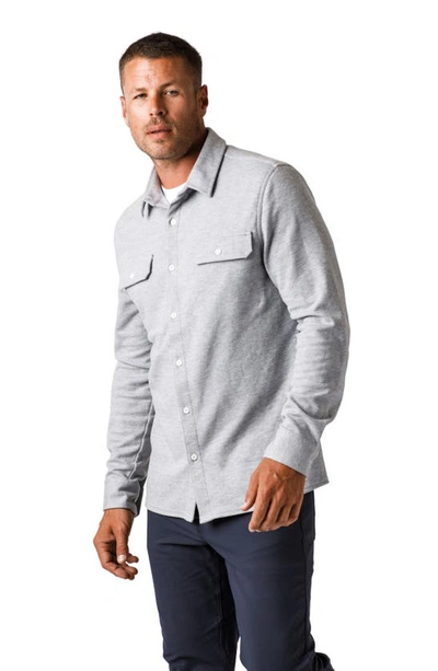 Shop Western Rise Transit Knit Button-up Overshirt In Light Grey